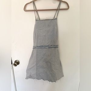 Light Denim Mini Dress with Criss Cross back and zip